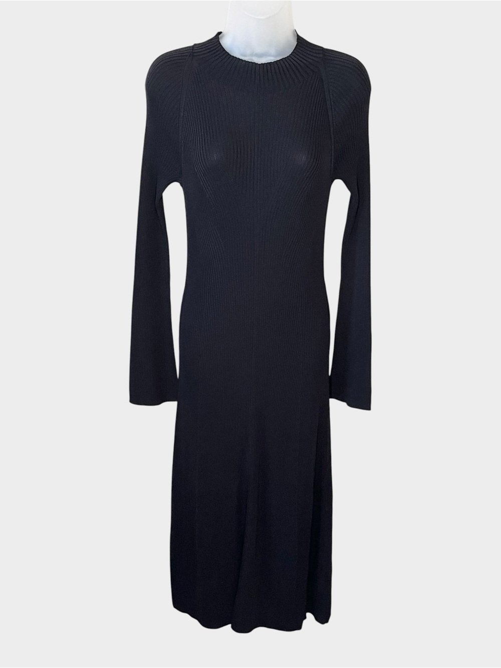 EVERLANE Black Ribbed Mock Neck Midi Sweater Dress Size Medium - Picture 2 of 8